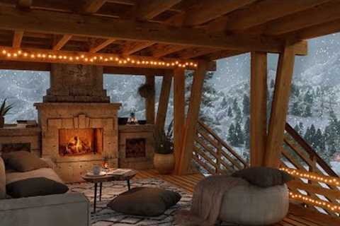 Cozy Winter Ambience With Crackling Fire And Blizzard Sounds For Sleeping 10 Hours |4K ❄️🔥