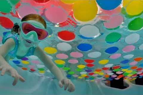 FLOATiNG  BALL  PiT  inside the POOL!!  Adley and Niko play underwater & a surprise for new..