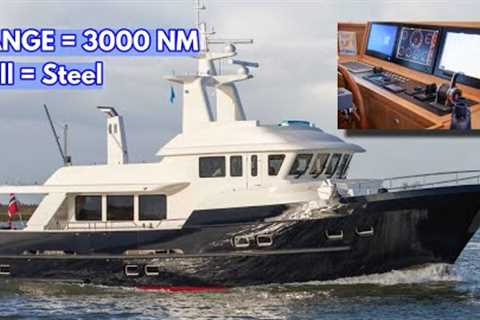 €2.495M STEEL Liveaboard Trawler Yacht FOR SALE! | Delfino 64