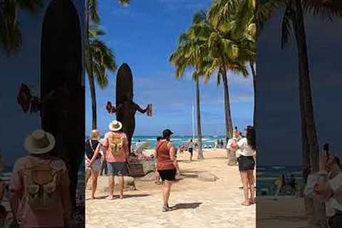 Tourists Enjoying the View at Waikiki Beach in Hawaii!!!