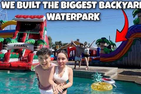 We built a GIANT WATERPARK in our backyard | waterslides, dunk tank, obstacle course, pool