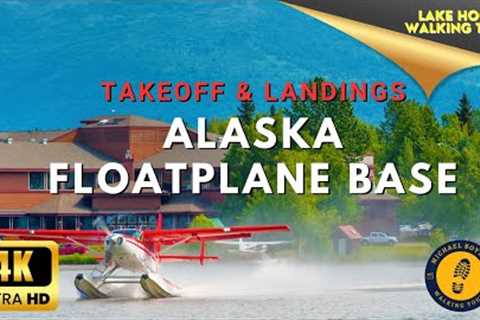 [4K] Anchorage Alaska Seaplane Base Walking Tour:  🛩️ Takeoffs & Views Lake Hood 🛩️ CAPTIONS