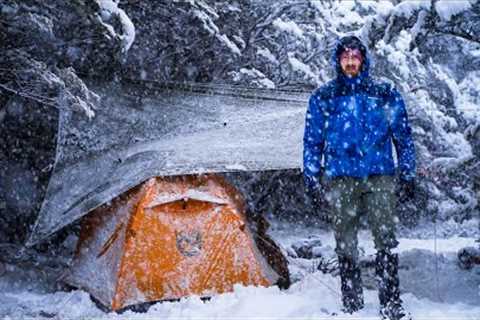 CAMPING in a Blizzard - Winter SNOWSTORM - Tent Camp in Heavy Snow