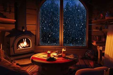 Deep sleep in the winter hut | Snowstorm, Breathtaking View winter wonderland and Crackling Fire