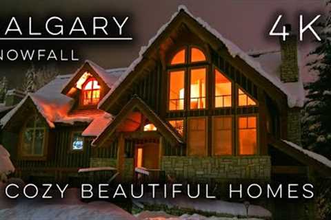 【4K】Calgary Beautiful Homes |Snow Walk in stunning Neighbourhood #snowfall #calgary #alberta #canada