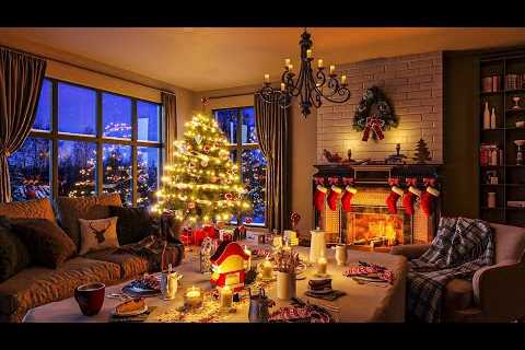 Christmas Ambience with Instrumental Christmas Music and Crackling Fireplace 24/7 - Christmas Carols