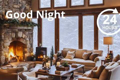 Cozy Christmas Ambience Snowfall Night for Studying | Relaxing Yuletide Ambiance in 4K