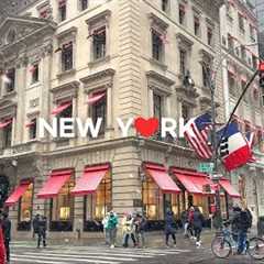 [4K]🇺🇸Snowfall in New York City 🗽☃️❄️: Walking Around Midtown Manhattan / Jan. 19, 2024