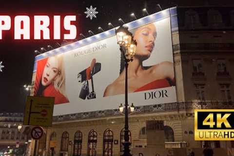 Paris, France 🇫🇷 - 4K HDR Midnight Snowfall Walk - Opéra Garnier