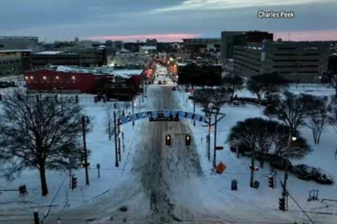 RAW VIDEO: Drone Footage of Memphis Snowfall