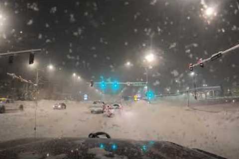 HEAVY SNOWFALL 10 OF DEEP SNOW IN ANCHORAGE, ALASKA | CITY DRIVE | 1/28/24