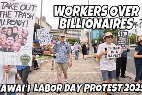 Hawaii Labor Day Protest 2025 at Hawaii State Capital | Workers Over Billionaires | Hawaii Walk |