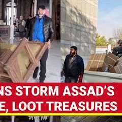 Assad’s Palace Set Ablaze, Vandalised; Syrians Raid Banks, Loot ‘Bags Full Of Cash’ | Watch