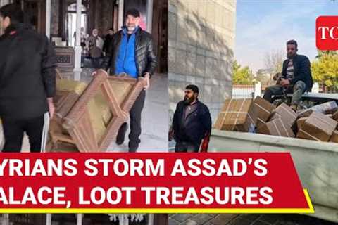 Assad’s Palace Set Ablaze, Vandalised; Syrians Raid Banks, Loot ‘Bags Full Of Cash’ | Watch